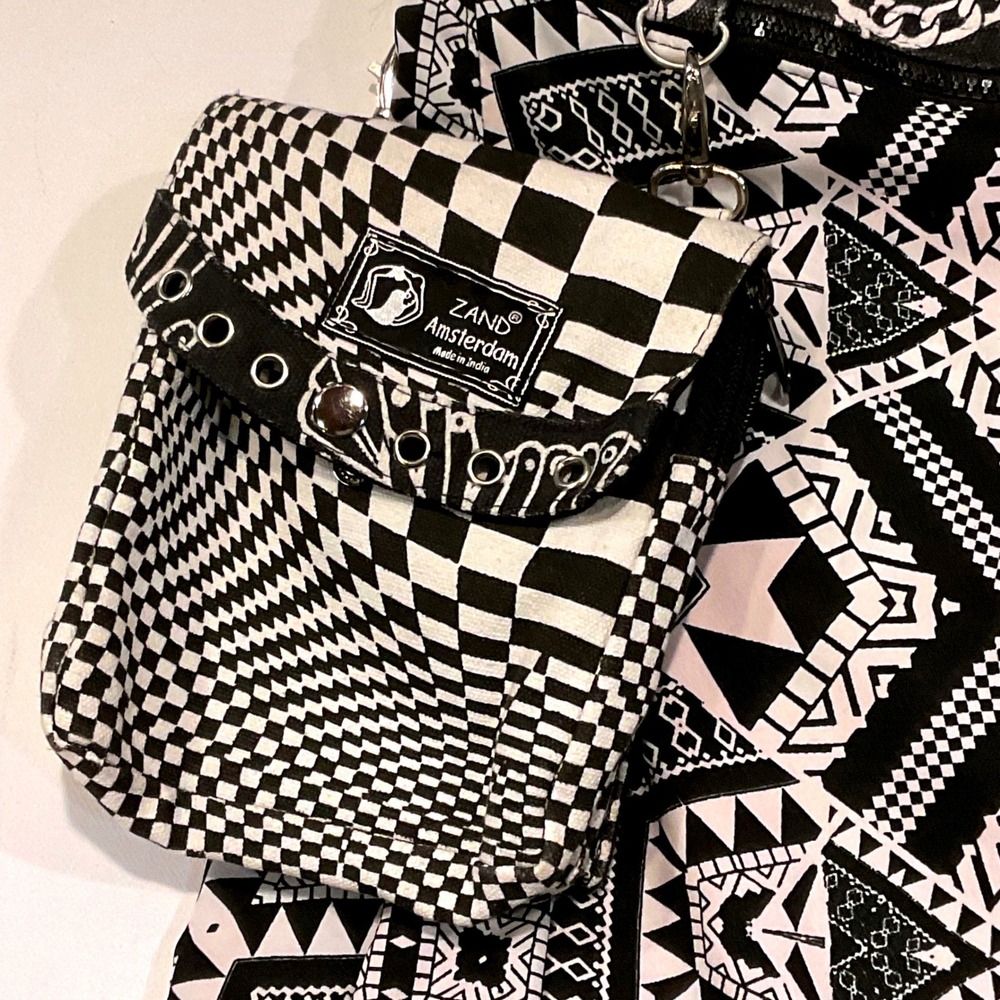 ZAND AMSTERDAM Reversible skirt Snap Adjustable geometric S M L boho bag retro - Picture 5 of 16